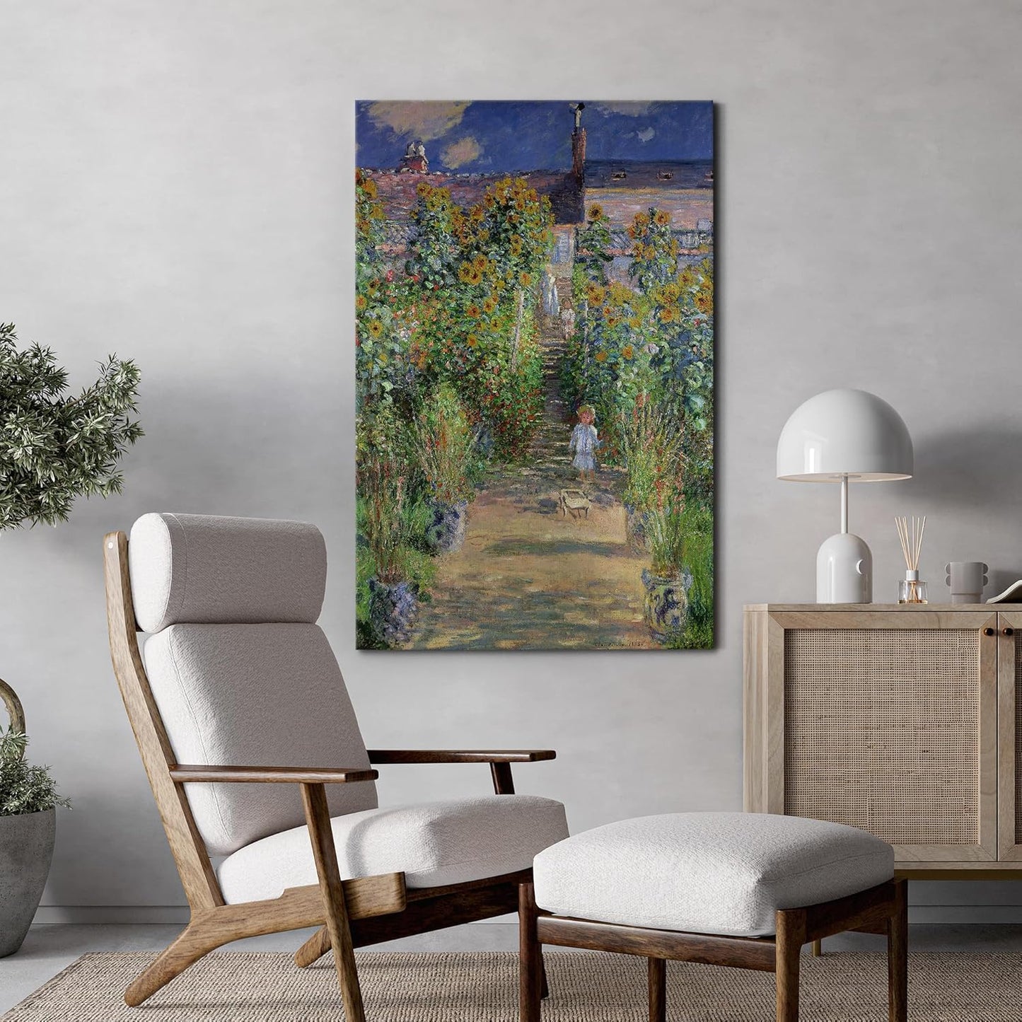 wall26 The Artist's Garden at Vetheuil by Claude Monet - Impressionist Modern Art - Canvas Art Home Art - 12x18 inches
