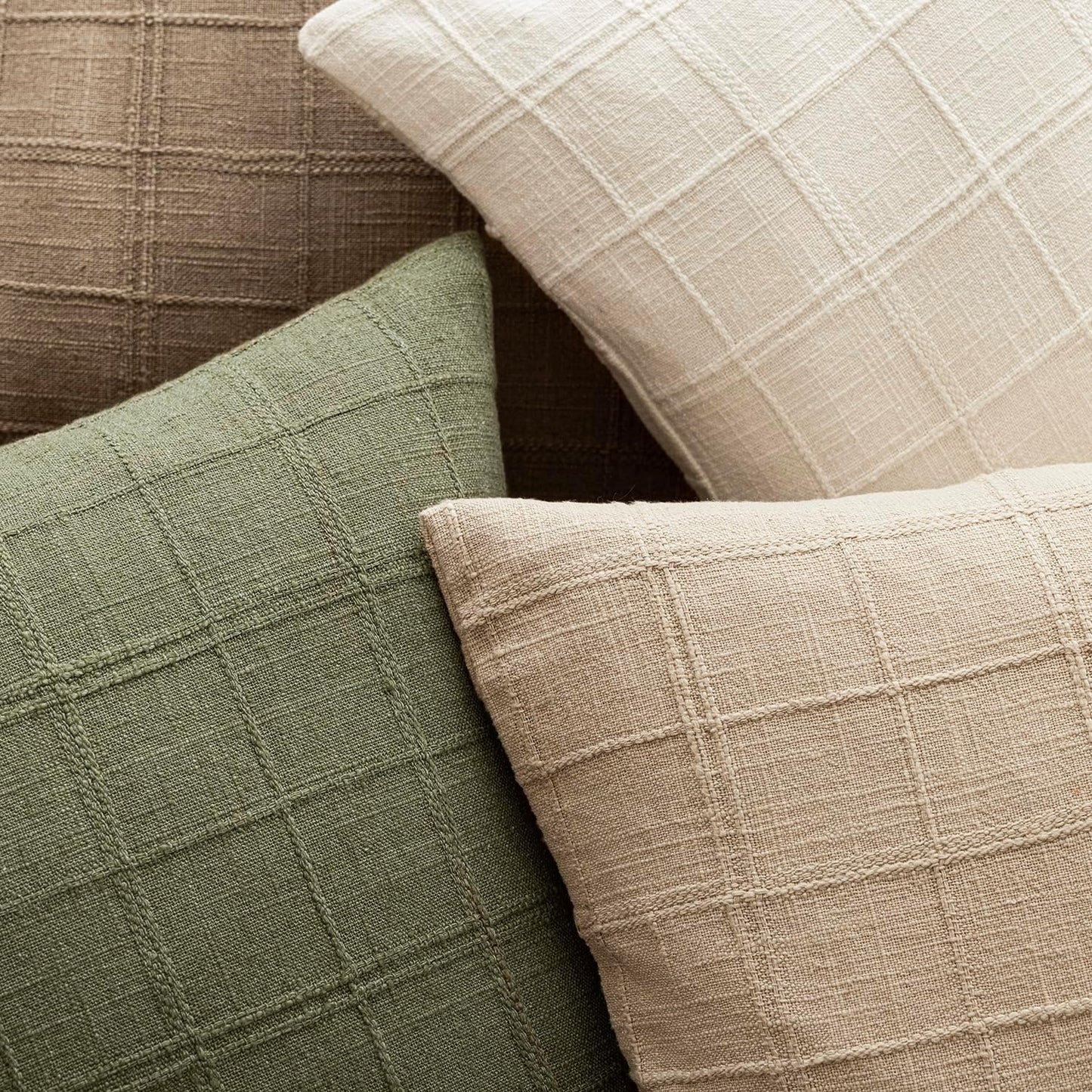 Foindtower Set of 2 Decorative Linen Check Throw Pillow Covers Neutral Long Body Lumbar Cushion Covers Farmhouse Vintage Boho Home Decor for Sofa Chair Couch Bedroom Living Room,14×36 Inch,Sage Green