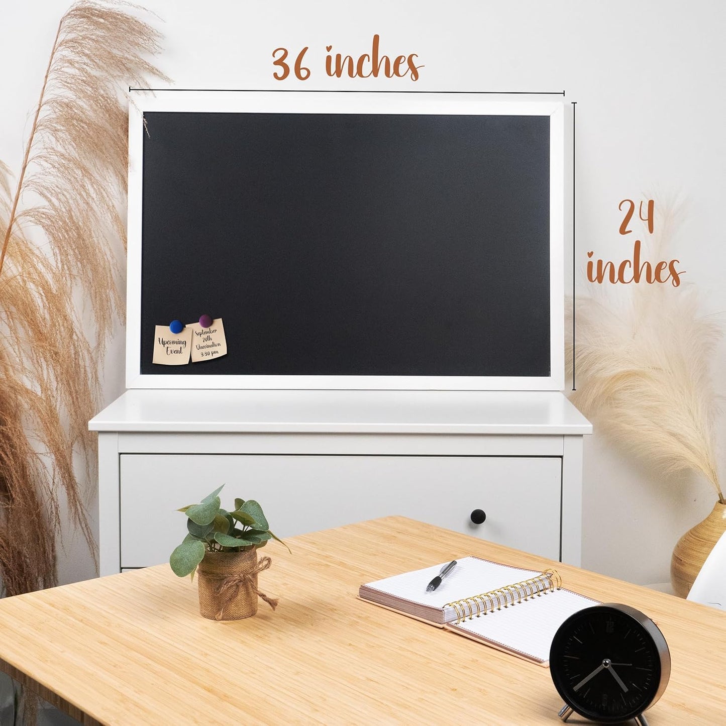 Loddie Doddie Magnetic Chalkboard & Magnet Board - 24 x 36 in White Frame - Stain-Resistant Porcelain Enamel Surface - Magnetic Wall Board for Fridge Magnets & Photos