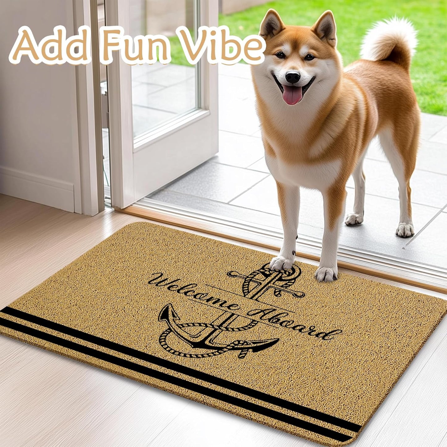 Boat Mat, Boat Decor Door Mats, Welcome Aboard Doormat, Boat Gifts Door Mat Outside Entrance, Anchor Rug, Nautical Rug, Anchor Decor, 17x30 Inches