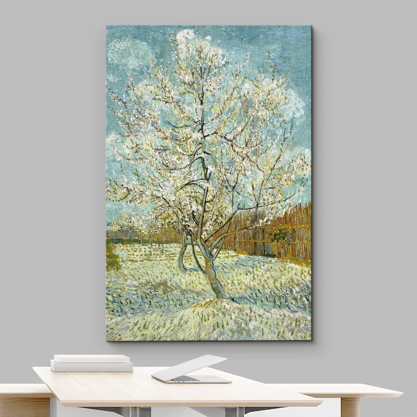 wall26 The Pink Peach Tree by Vincent Van Gogh - Canvas Print Wall Art Famous Oil Painting Reproduction - 12" x 18"