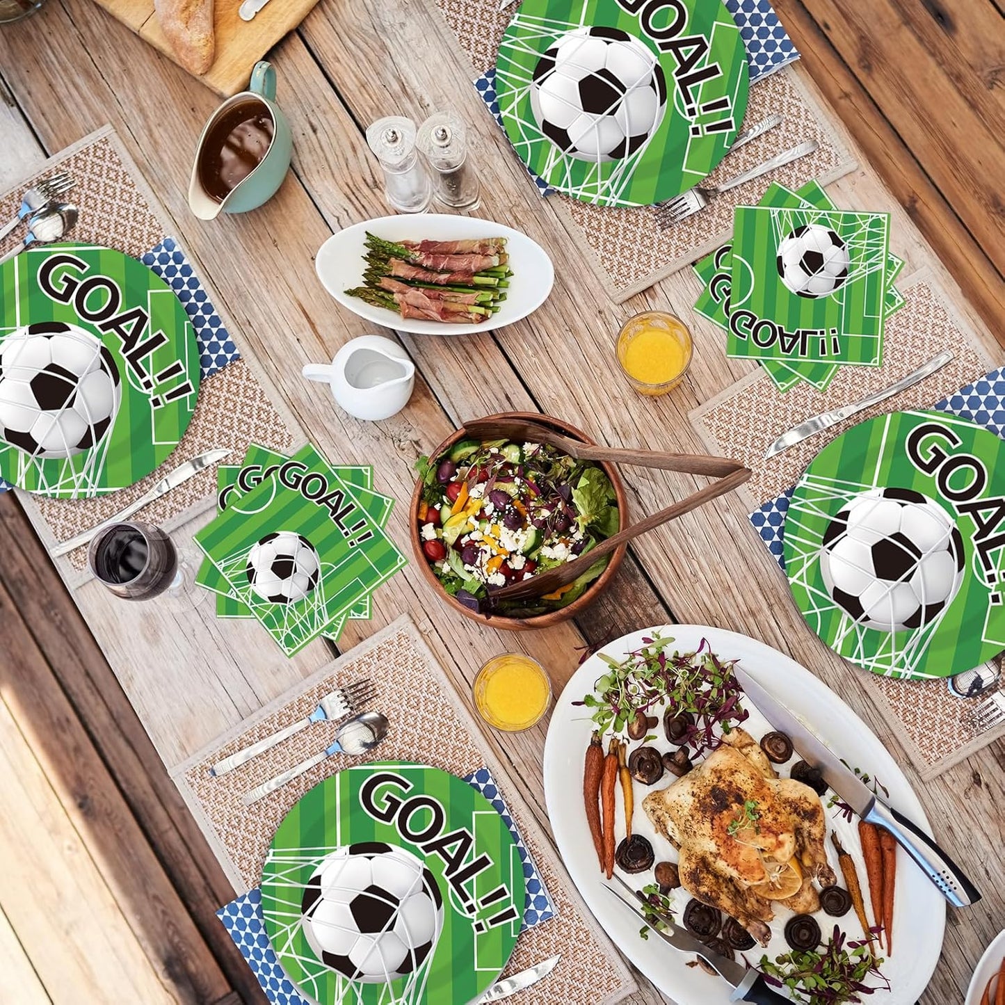 40PCS Soccer Paper Plates and Napkins Party Supplies, Disposable Soccer Party Tableware Set for 20 Guests