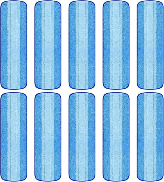 10 Pack Microfiber Cleaning Pads Compatible with Bona Mop, 18 Inch Hardwood Floor Replacement Cleaner Pads, Washable & Reusable Microfiber Mop Pads for Hard Surface Floors