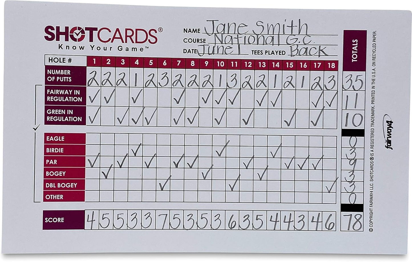 SHOTCARDS Standard Edition (Pink/Purple) - Golf Shot and Stat Tracking Scorecards - Pinpoint Weaknesses and Improve Your Game - Training Aid - Detailed Score Tracking