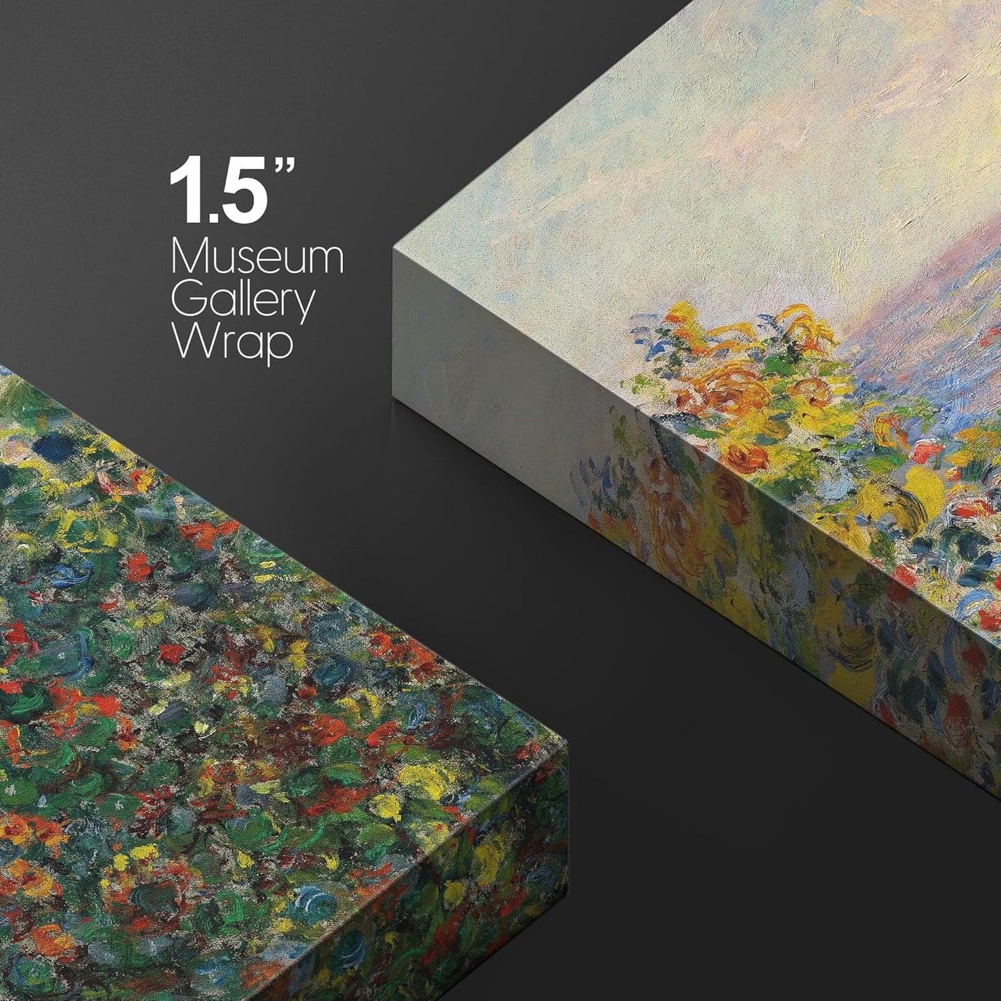 wall26 - Claude_Monet - Flower Beds at Vetheuil - Impressionist Modern Art - Canvas Art Home Art - 24x36 inches