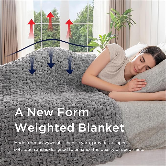 Maetoow Handmade 12 lb Soft Knitted Weighted Blanket, 48 x 72 Inch Breathable Chunky Knit Gravity Blanket Throw, Home Decor for Sofa Couch Bed, Brown