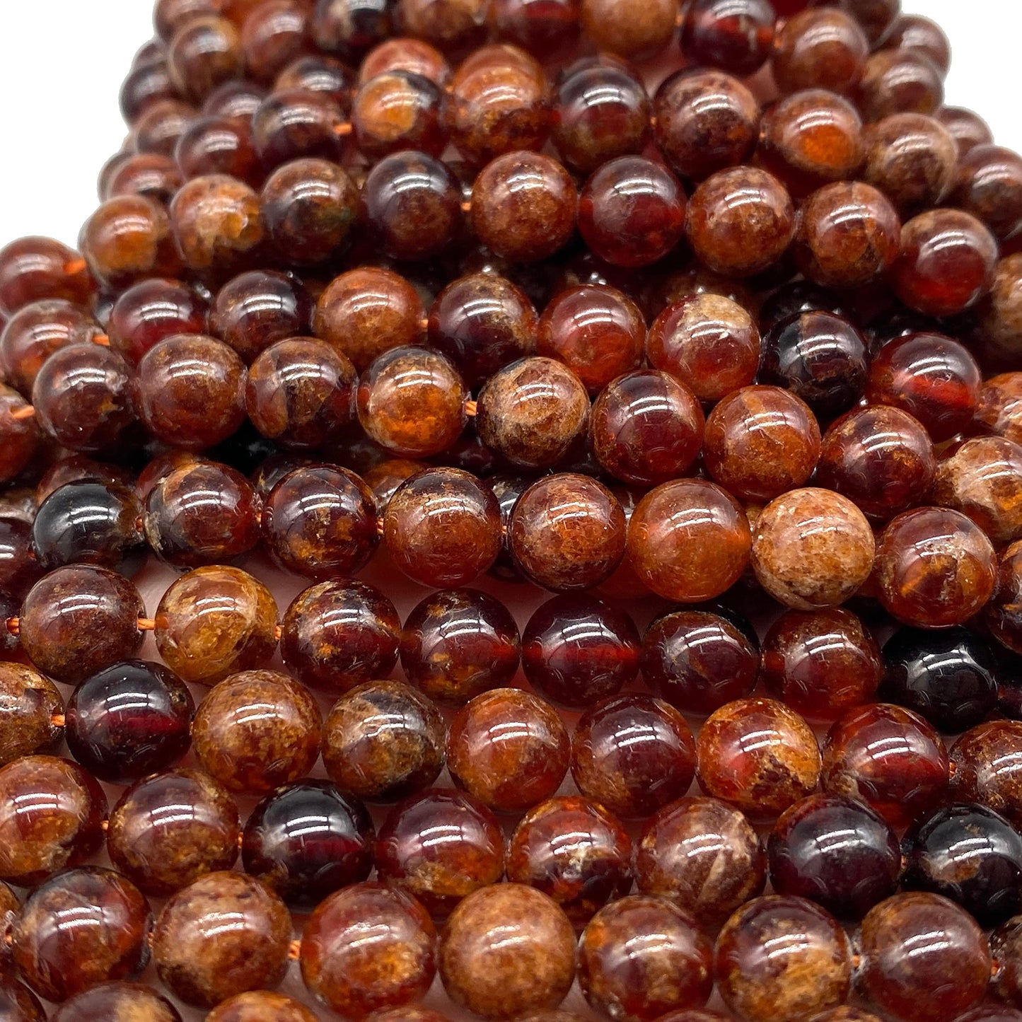 ABCGEMS Madagascan Amber-Orange Hessonite Garnet Beads (Rare Brownish Orange Color) Healing Energy Jewelry Making Smooth Round 10mm