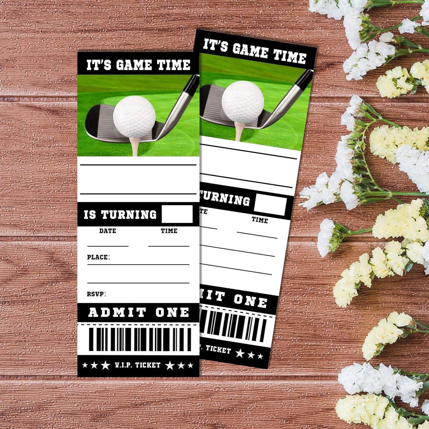 Sports Birthday Cards-20 Golf Game Ticket Invite Cards-Golf Birthday Invitation with Envelopes for Teens kids Adults-Party Favor & Supplies (3×8 inch)-A11