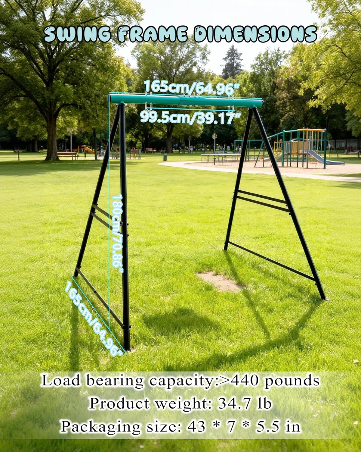 Porch Swing Stand Frame for Both Kids and Adults,440Lbs Heavy-Duty Metal A-Frame for Swing Sets for Backyard (Frame Only) (Blue)