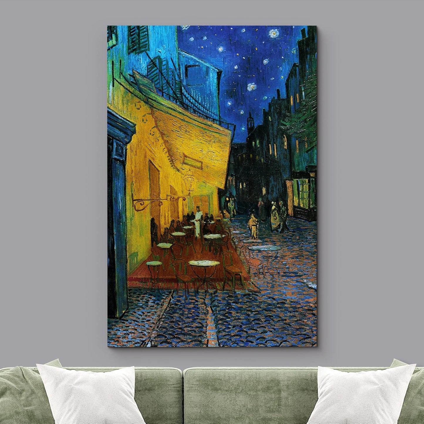 wall26 Canvas Print Wall Art Cafe Terrace at Night by Master Artist Vincent Van Gogh Nature Wilderness Illustrations Fine Art Relax/Calm Multicolor for Living Room, Bedroom, Office - 12"x18"
