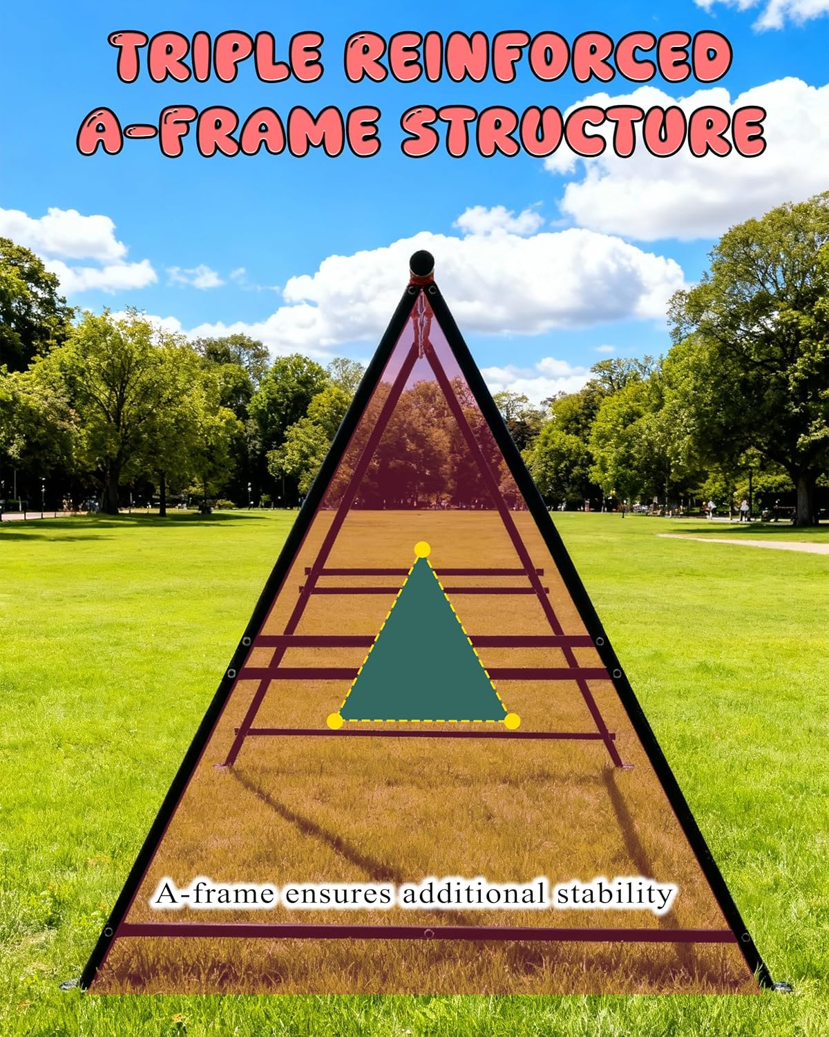 Porch Swing Stand Frame for Both Kids and Adults,440Lbs Heavy-Duty Metal A-Frame for Swing Sets for Backyard (Frame Only) (Deep Red-2person)