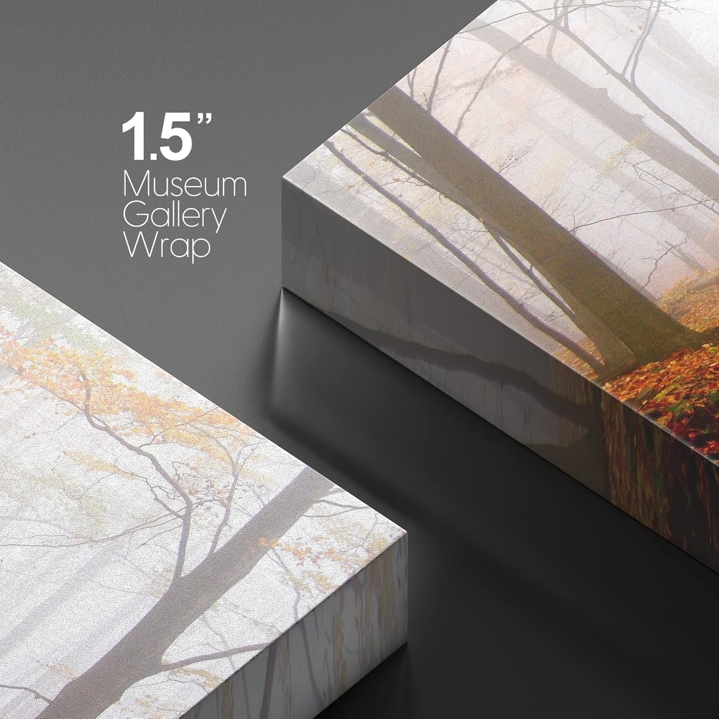 wall26 Canvas Print Wall Art Foggy Autumn Forest Path with Orange Leaves Nature Wilderness Photography Modern Art Rustic Scenic Colorful Multicolor for Living Room, Bedroom, Office - 32"x48"