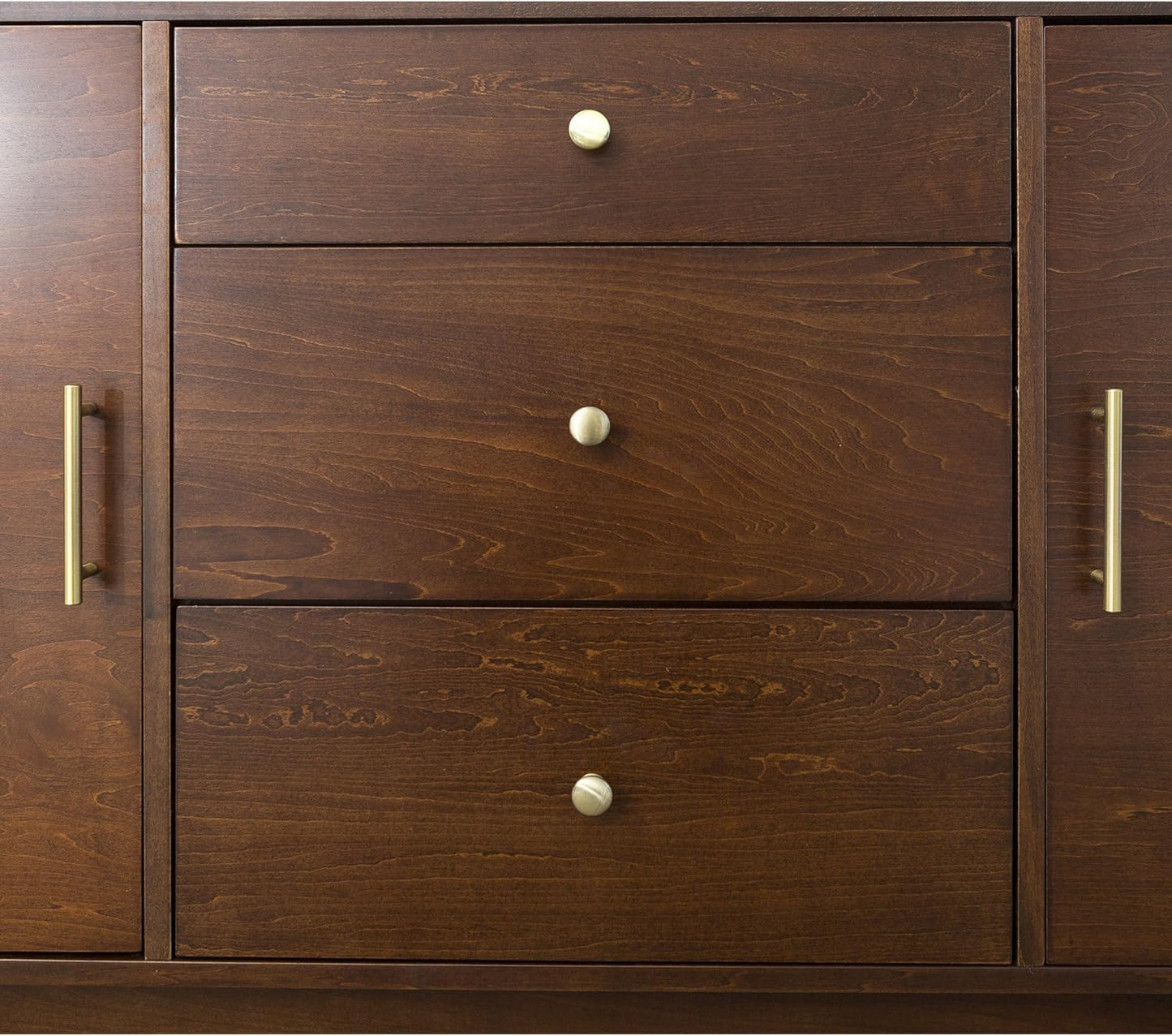 Walker Edison Mid Century Modern-TV Stand Console with 3 Drawers and Closed Cabinet Storage, 60", Walnut