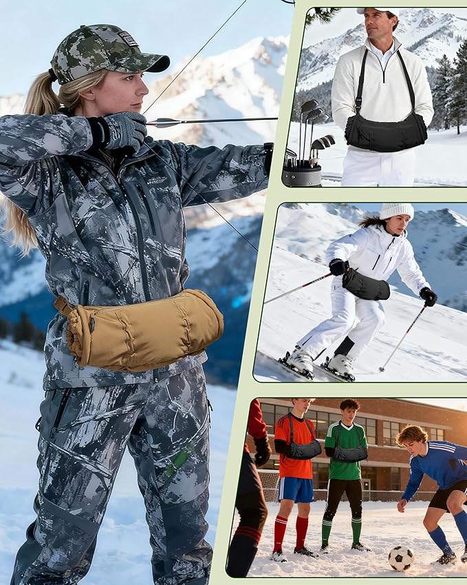Hand Warmer Pouch with Silent Material, Drawstring Tighteners and Adjustable Strap, Hand Muff for Hunting, Golf, Football Winter Outdoor Activities
