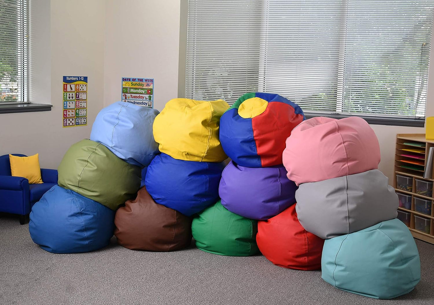 Children's Factory 35" Kids Bean Bag Chairs, Flexible Seating Classroom Furniture, Beanbag Ideal for Boy/Girl Toddler Daycare or Playroom, Rainbow