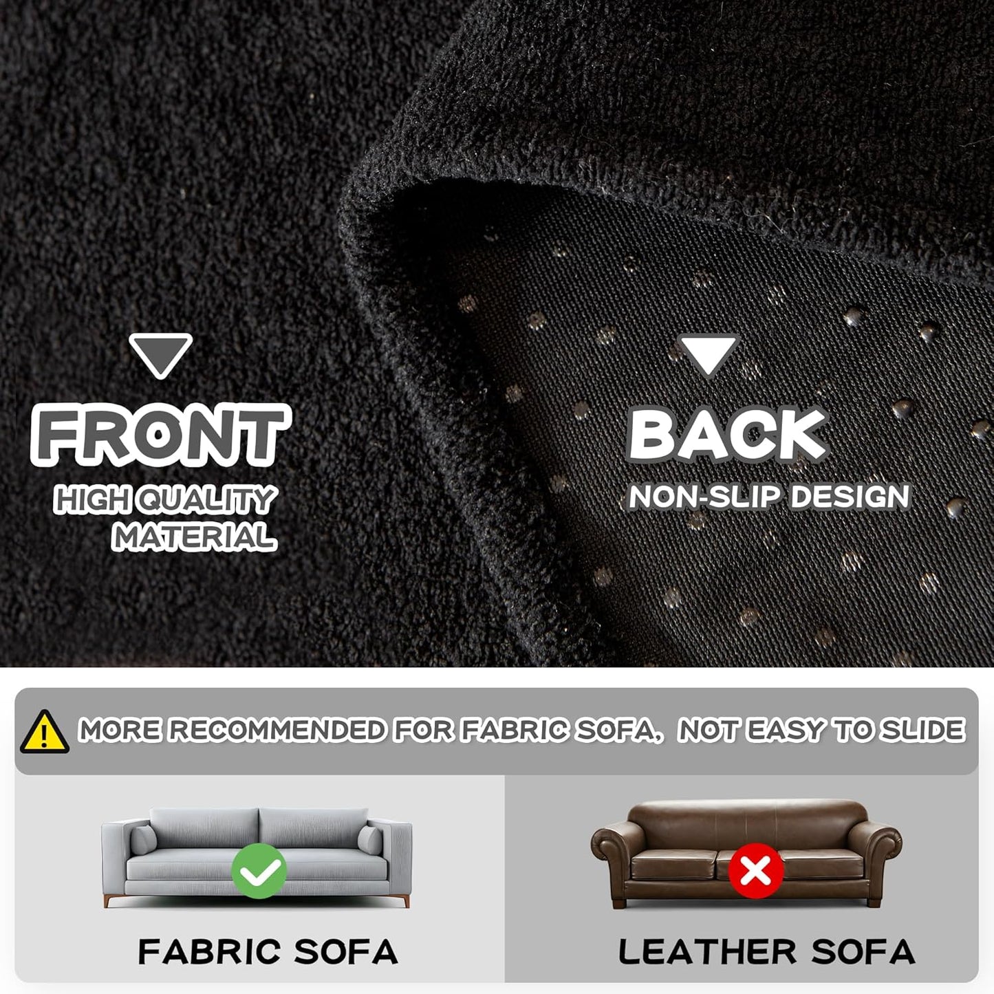 MYSKY HOME Black Couch Covers for Sectional Sofa Love Seat Couch Cover, Couch Covers for Dogs Washable Couch Cover Blanket, Non Slip Sofa Slipcovers, Super Soft Sofa Towel for Kids, Pets, 71" x 118"