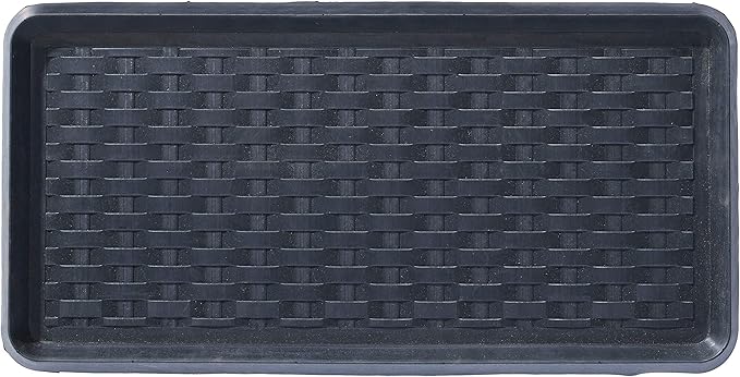 HF by LT Panama Weave Rubber Boot Tray, 32 x 16 inches, One-Piece Seamless Construction, Durable Vulcanized Rubber, Year Round Use Indoors or Outdoors, Black