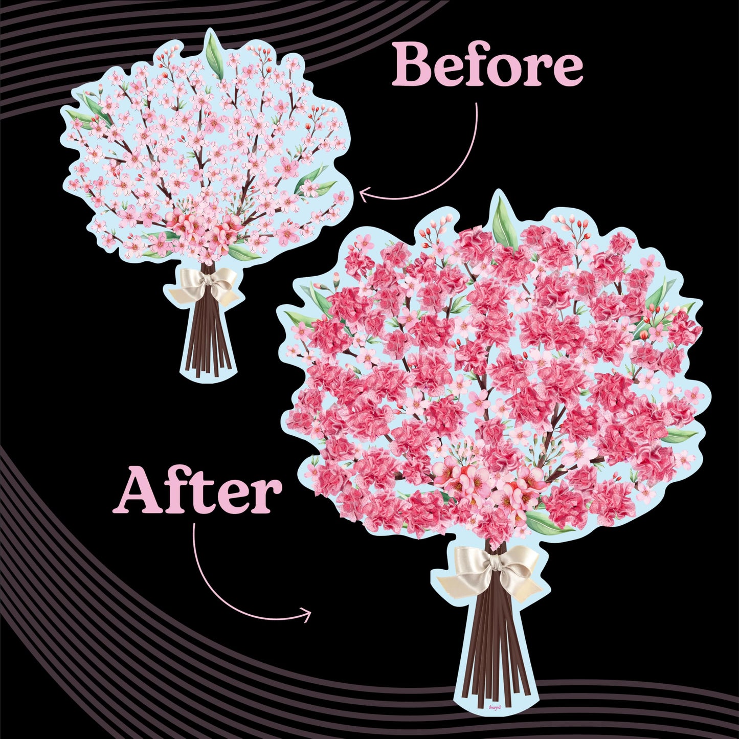 Unwynd Poke Art Cherry Blossom Flower Bouquet | Mess-Free Arts and Crafts for Adults | Teen Craft Kits | Mother's Day Flowers Gift | Gifts for Mother, Women and Men