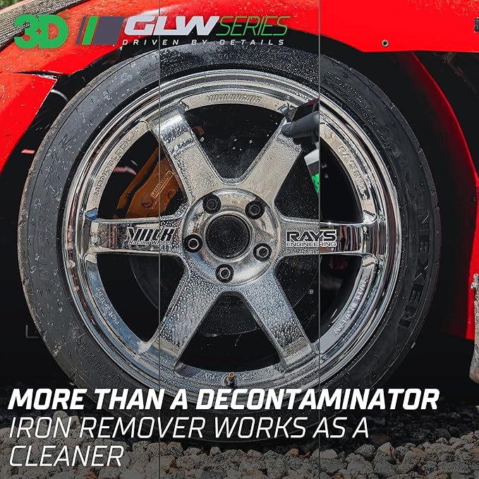 3D GLW Series Iron Remover – Fast Acting Fallout & Brake Dust Cleaner | pH Balanced Wheel & Paint Decontamination | DIY Detailing Spray | Made in USA |64 oz