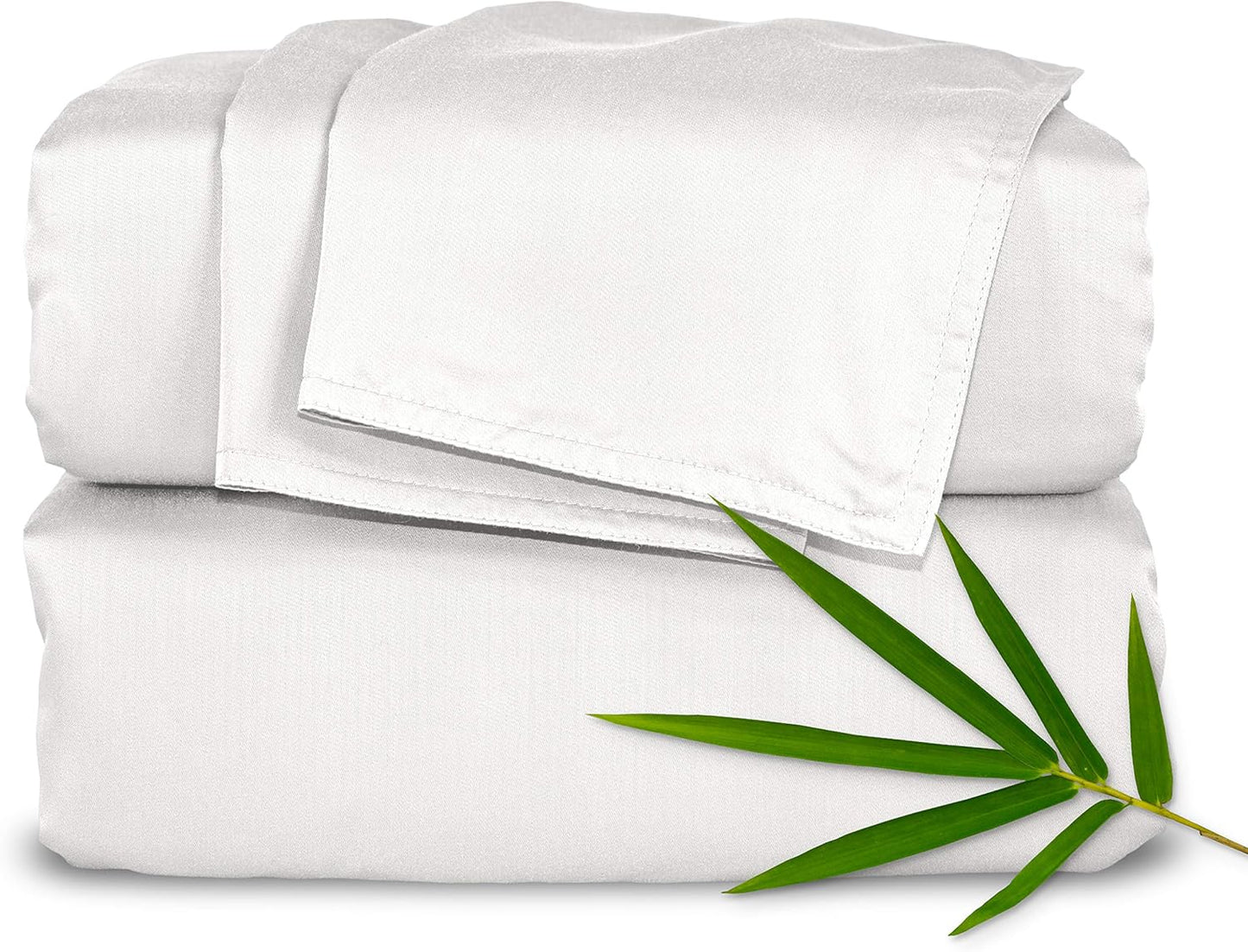 Split King Sheets by Pure Bamboo, Genuine 100% Organic Viscose Derived from Bamboo Bed Sheet Set, Soft & Cooling, Double Stitching *Not for Split Top (Split King, White)