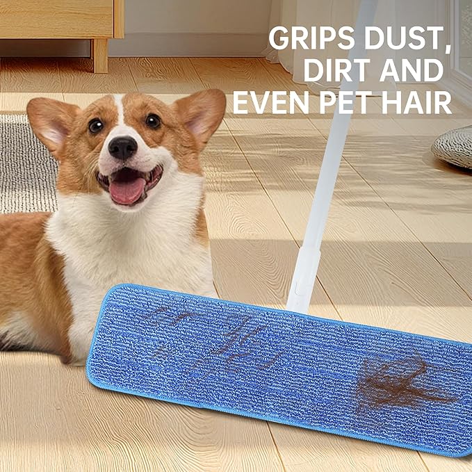 Onesimus Pack of 12 Microfiber Cleaning Pads Compatible with All Bona Spray Mops, Reusable 15''-18'' Microfiber Mop Pads, Hardwood Floor Cleaning Mop Pads Replacement, Machine Washes