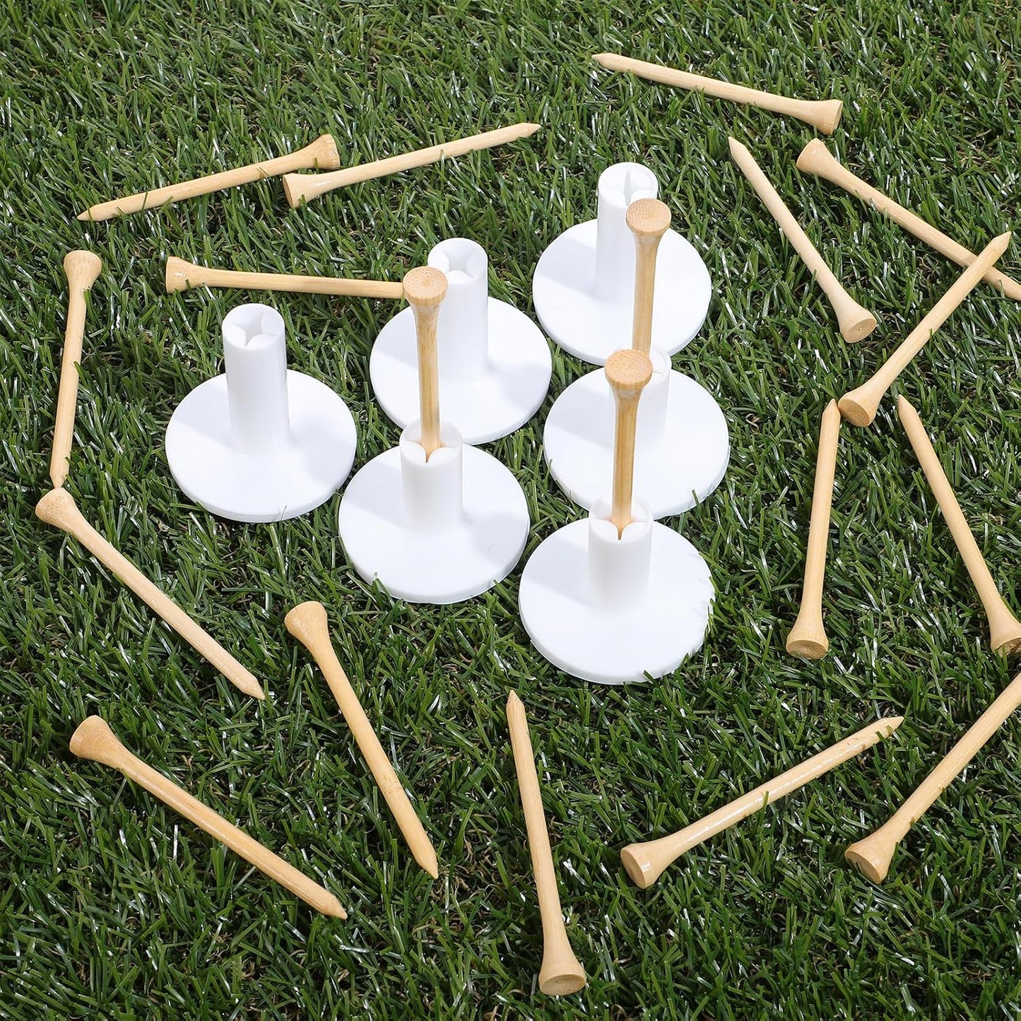 40 Pcs Rubber Golf Tees for Mats, Golf Tee Holder for Driving Range & Simulator, Unbreakable Golf Mat Tee - Golf Accessories for Indoor & Outdoor Practice, 2 Sizes Rubber Tees & 2 Sizes Tees
