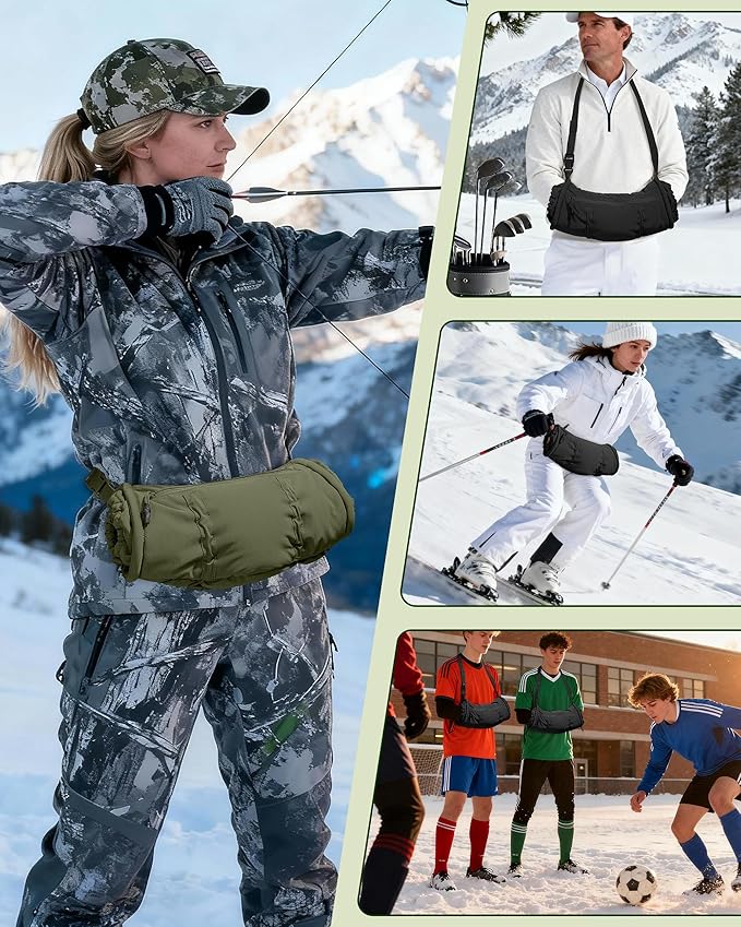 Hand Warmer Pouch with Silent Material, Drawstring Tighteners and Adjustable Strap, Hand Muff for Hunting, Golf, Football Winter Outdoor Activities