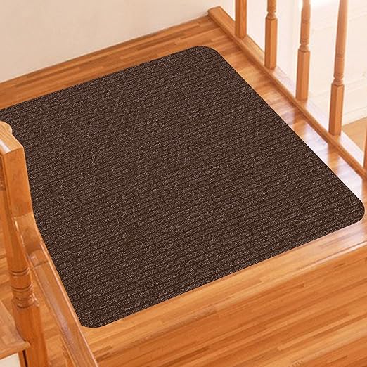 Stair Treads for Wooden Steps, Non-Slip Stair Runner Indoor Outdoor Stair Tread Landing Mats Covers Pads, 31" x 31"Matching Staircase Step Runner for Elders, Kids and Pets (31" X 31", Brown)