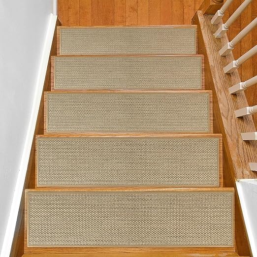 Stair Treads Non Slip for Wooden Steps Indoor 10" x 36" 15 Pack Extra Wide Stair Tread Carpet Stairs Runner, Step Pads with Reusable Adhesive for Dogs Kids Elders, Machine Washable, Beige