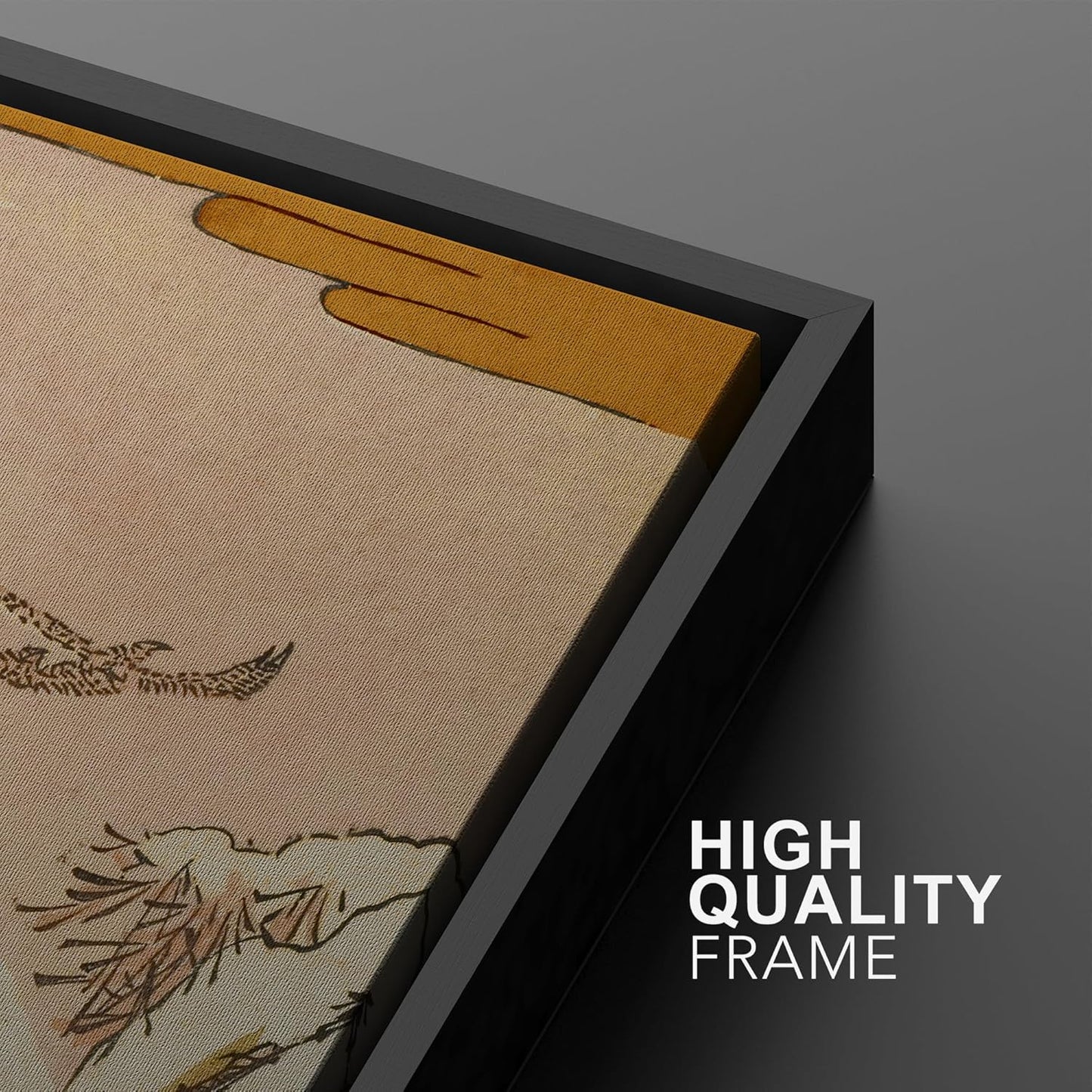 SIGNWIN Framed Canvas Print Wall Art Set Japanese Crane Vintage Style Bird and Bamboo Illustrations Modern Art Rustic Minimal for Living Room, Bedroom, Office - 24"x36"x2 Black