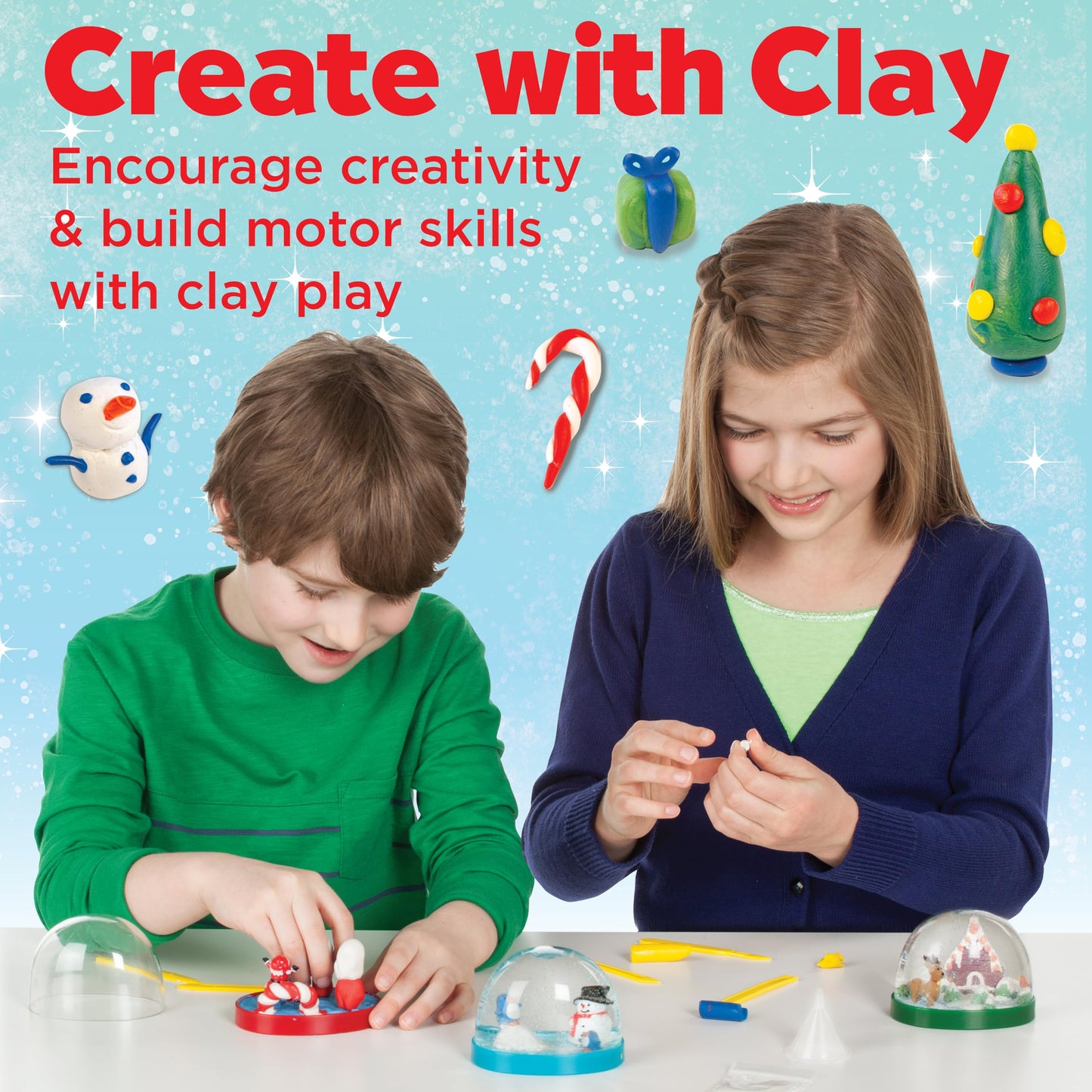 Creativity for Kids Make Your Own Holiday Snow Globes Kit | Sculpt, Decorate & Shake 3 Festive Winter Scenes | DIY Christmas Crafts for Kids to Build Creativity & Fine Motor Skills (Ages 6+)