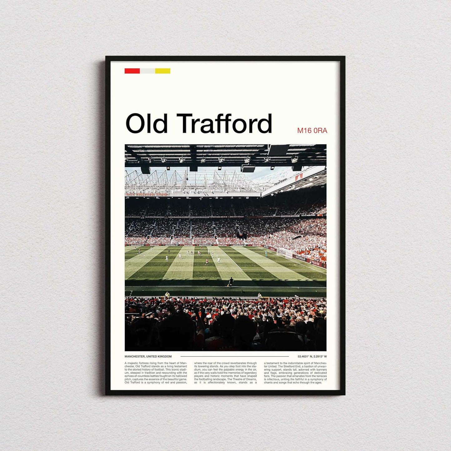 Old Trafford Stadium Poster Wall Art Canvas Print (Stadium, L24xW16, Unframed)