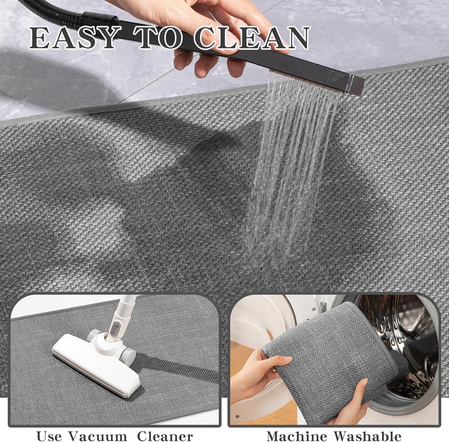 chakme Bathroom Rugs Mat 47x17, Ultra Thin Non Slip Bath Mat Runner Quick Dry Absorbent Bath Mat for Bathroom Floor, (Dark Grey, 47"x17")