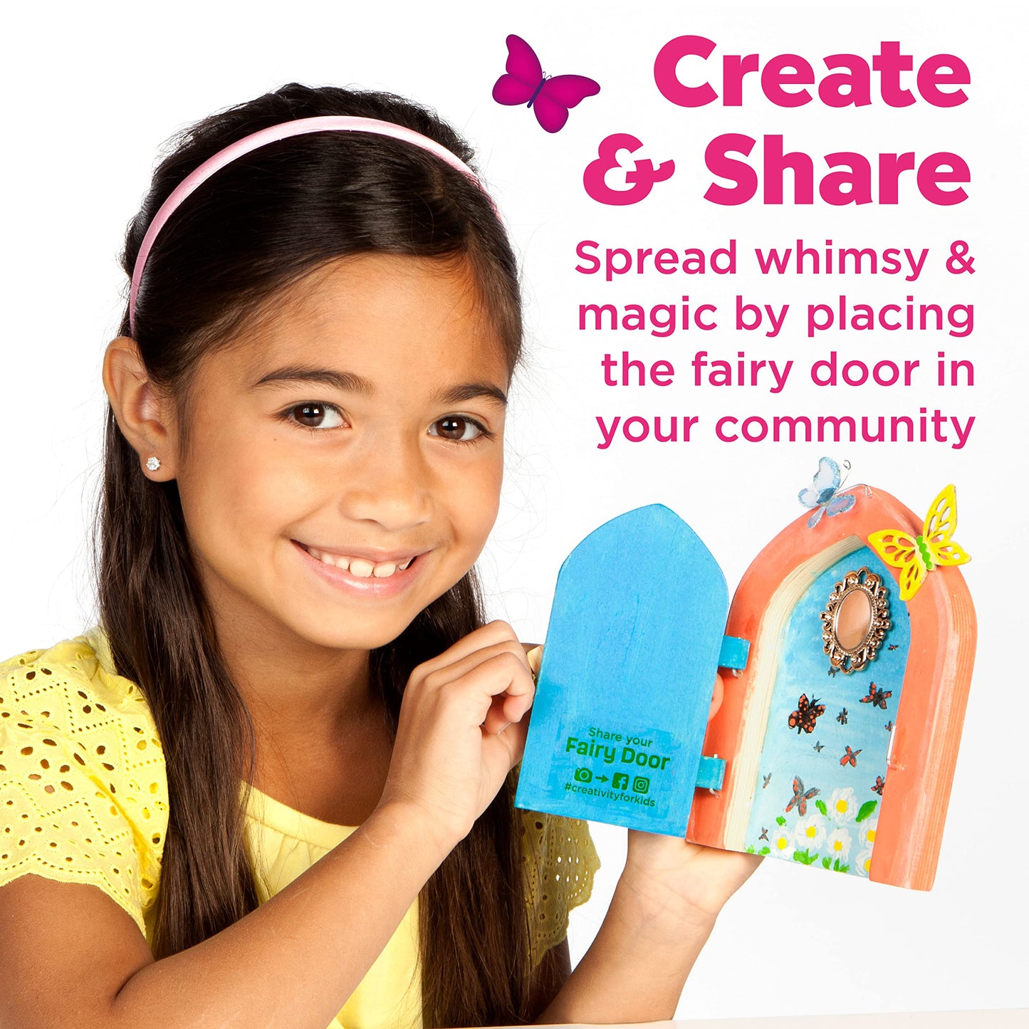Creativity for Kids Butterfly Fairy Door Kit - Painting Arts and Crafts for Kids, Creative Gifts for Girls and Boys (Ages 6+)
