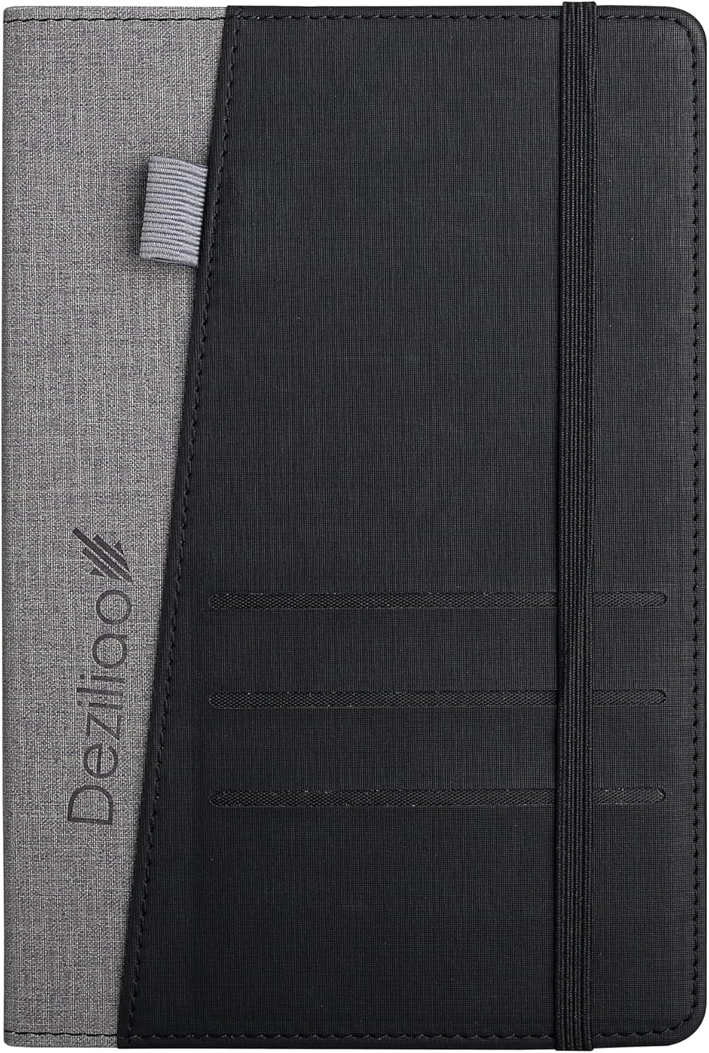 Deziliao Lined Journal Notebooks with Pen Loop, Hardcover Notebook Journal for Work, 100Gsm Premium Thick Paper with Inner Pocket, Medium 5.7''''x8.4'''', ?Black, Ruled, 1 Pack