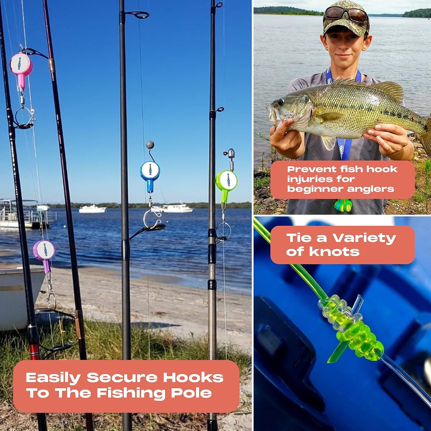 HOOK-EZE Fishing Knot Tying Tool | Protect from Fish Hooks | Tie Fishing Knots Easily | Cool Gadgets for Fishermen | Ice Fly Fishing | Fishing Accessories for Beginner Anglers | Nail Knot Tool