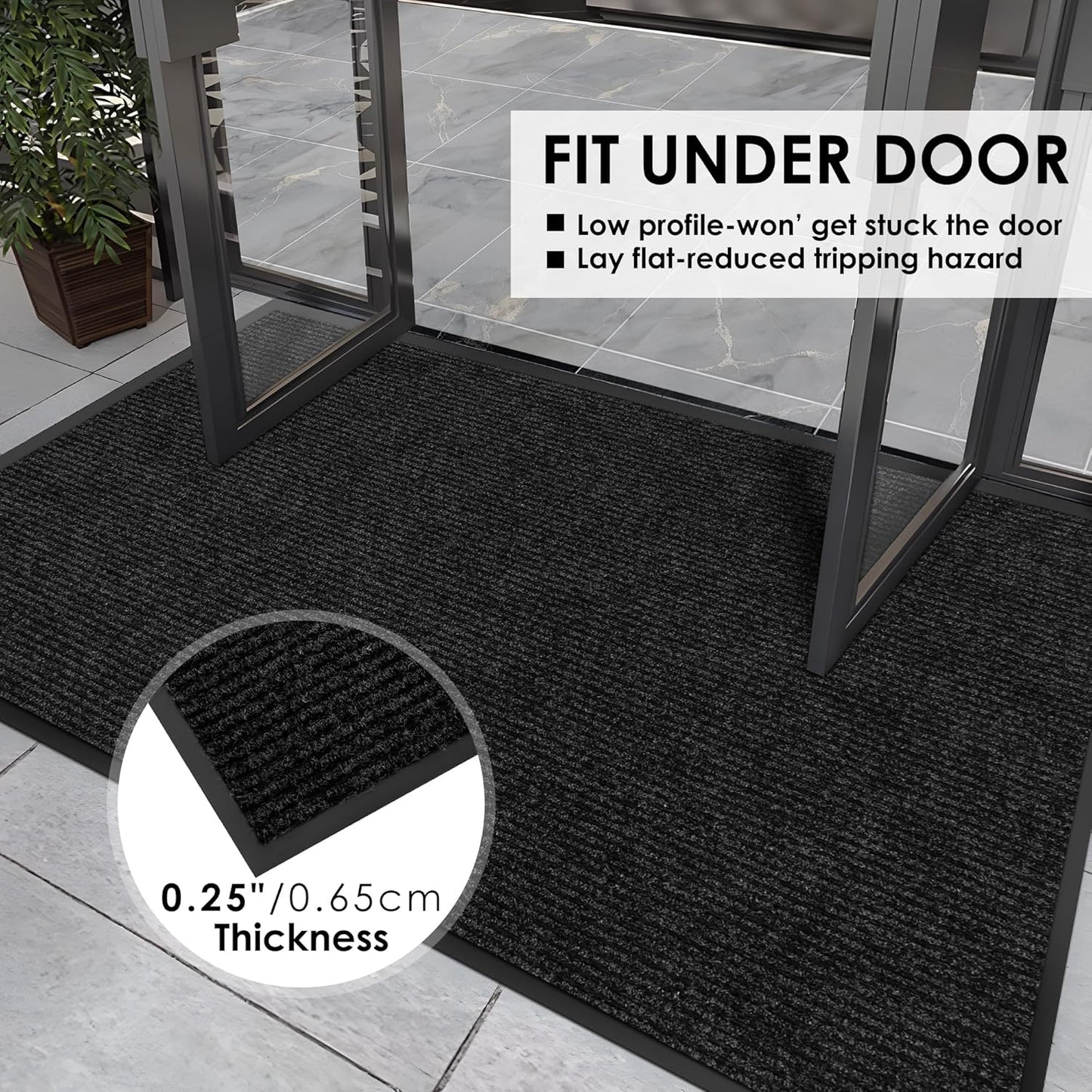 4′ x 52′ Front Door Mat Indoor Outdoor Entrance, Commercial Floor Mat Heavy Duty Dirt Trapper Entryway Doormat, Custom Size Non Slip Rubber Backing Welcome mat, Door Mat for High Traffic Area