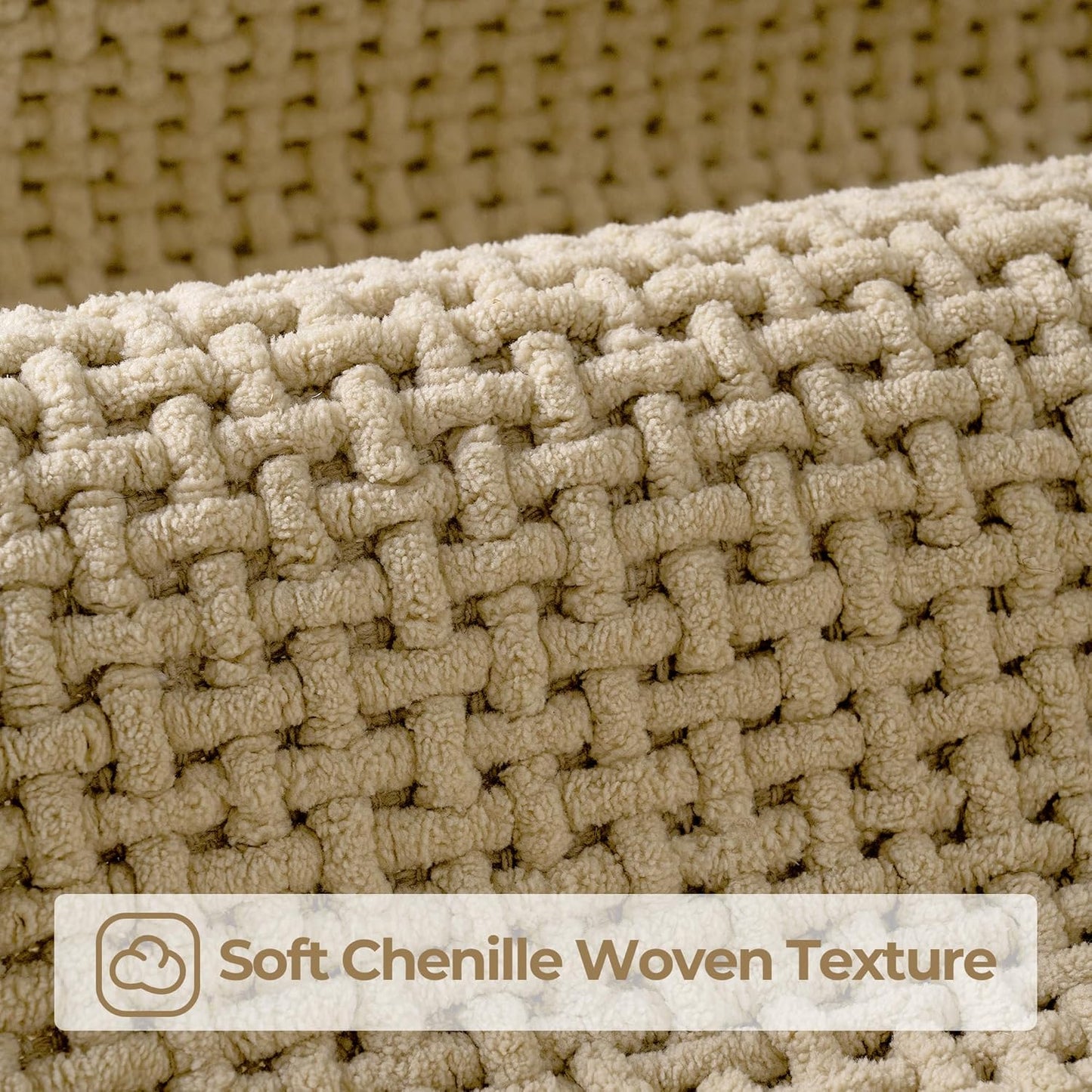 GRANNY SAYS Beige Bathroom Rugs, Absorbent Bath Mats for Bathroom, 36" x 24", Soft Chenille Bathroom Mat, Small Bath Rugs Non Slip Washable, Quick Dry, Thin, Rug for Tub and Shower