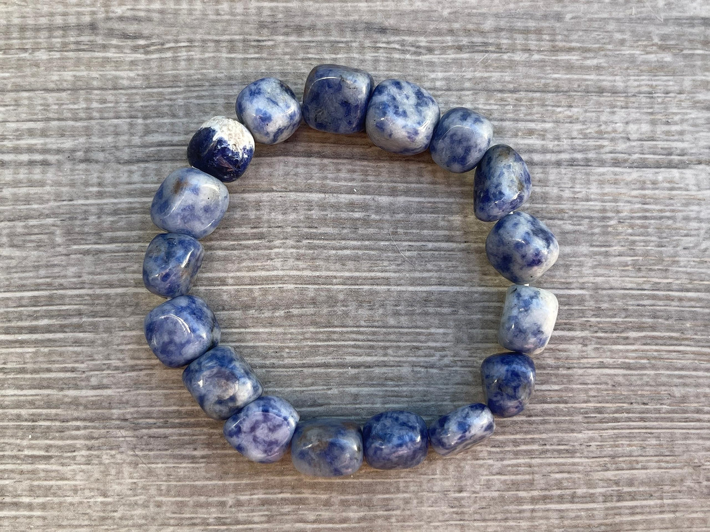 GAF TREASURES Sodalite Crystal Nugget Bracelet, Genuine Sodalite Tumbled Gemstone Bracelet, Healing Crystal Bracelet, Gift for Men & Women (1)