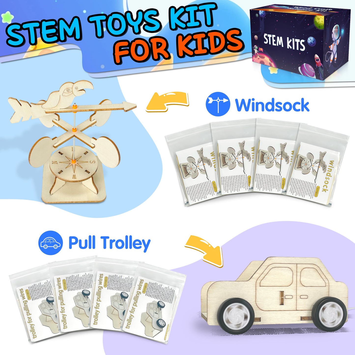 kortes 24Pack STEM Kits for Kids Classroom, Science Building Project Craft for Ages 8 9 10 11 12, 3D Wooden Model Kit, STEM Toys for Boys Girls Birthday Gifts Party Favors School Exchange Gifts