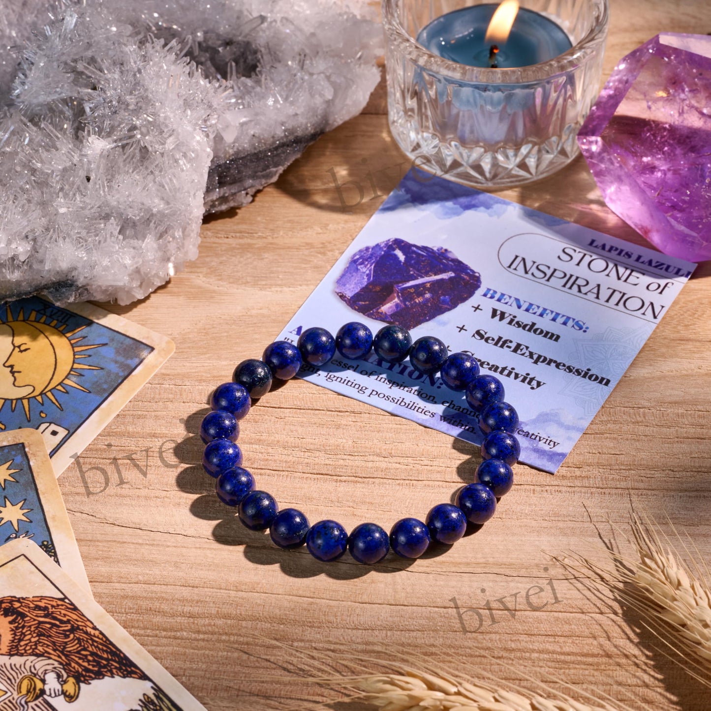 Lapis Lazuli - Inspiration - 8mm Beaded Bracelets for Women Handmade Semi Precious Natural Stone Stretch Elastic Jewelry Yoga Protection Gifts