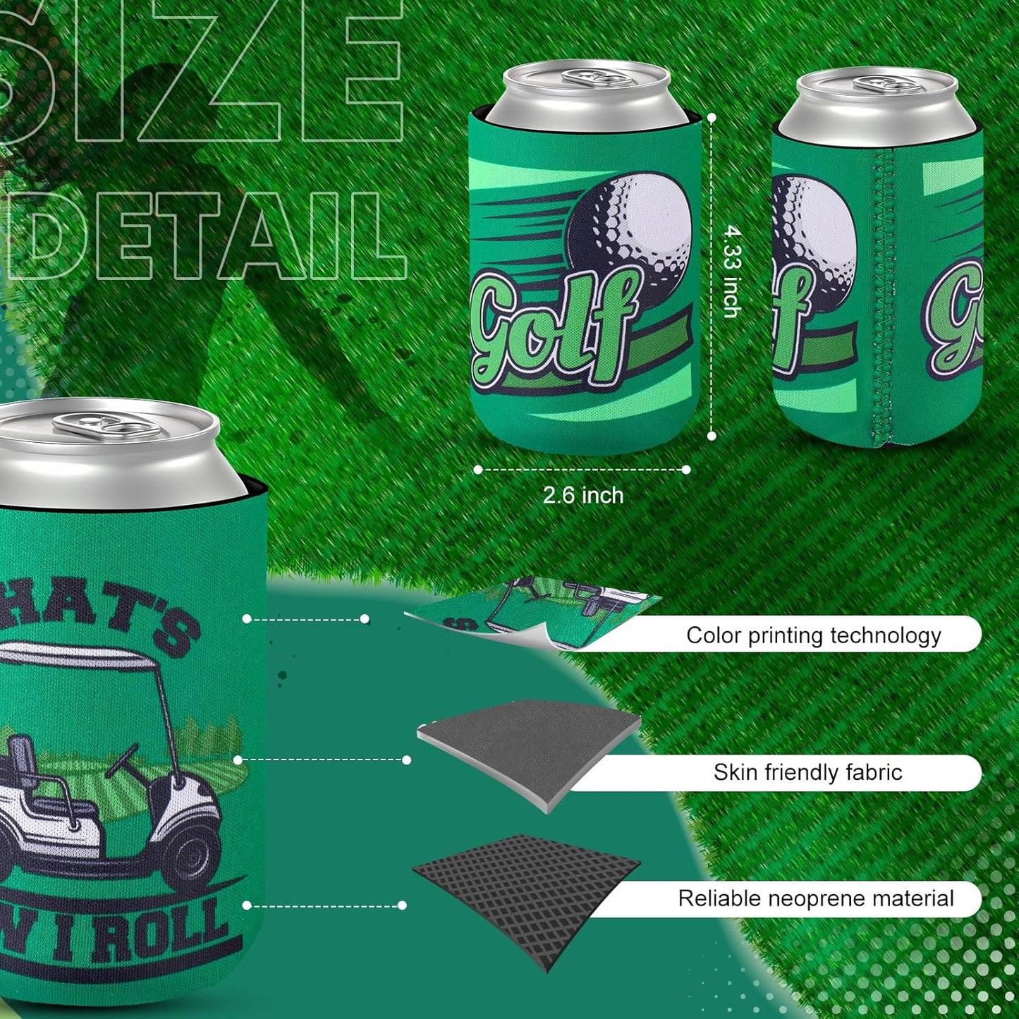 Layhit 24 Pcs Funny Golf Themed Can Cooler Hole in One 12 oz Can Sleeve Bulk Golf Gifts Reusable Insulated Neoprene Cup Holder for Golfer Game Party Bachelor(Standard)