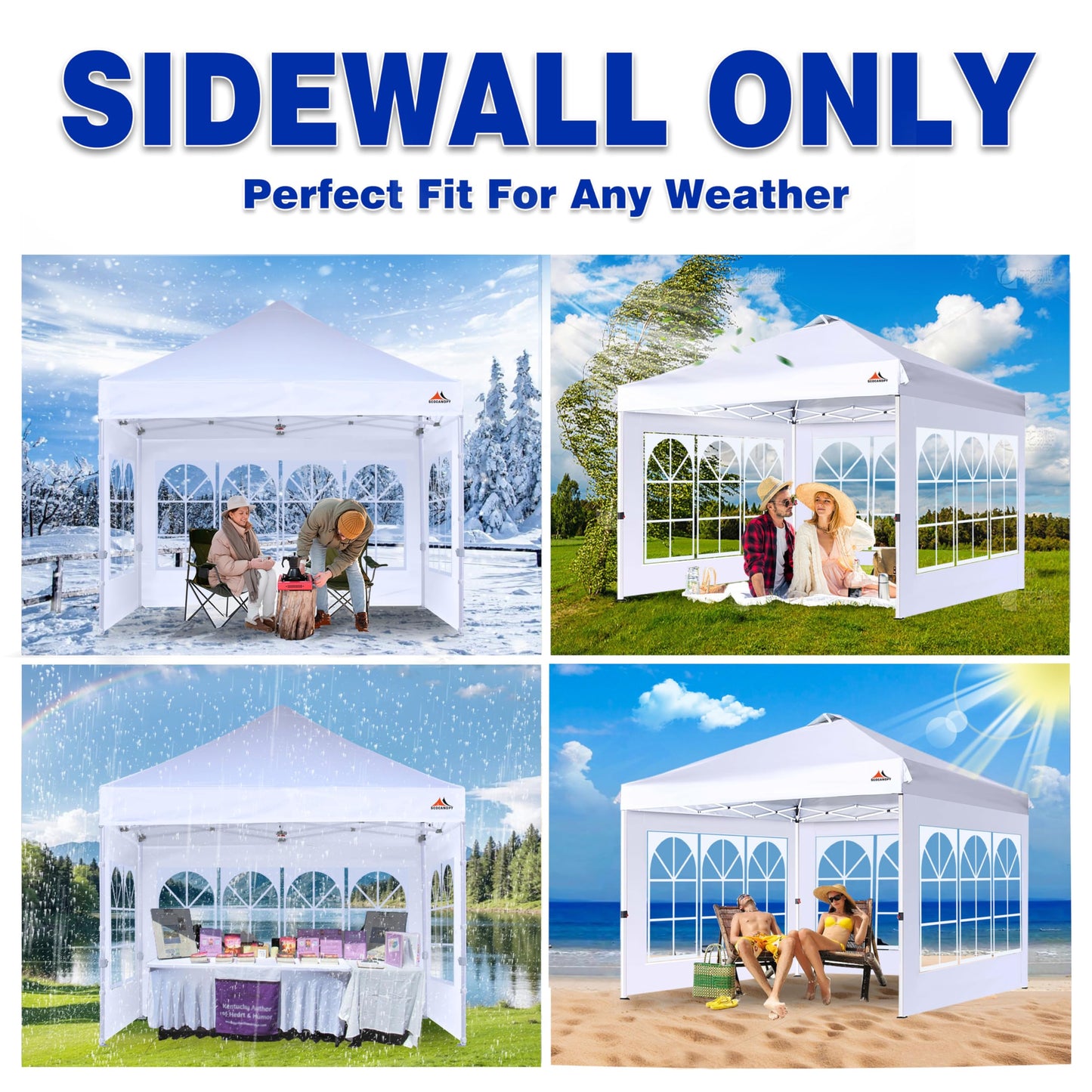 SCOCANOPY Church Window Sidewall for 10x10 Canopy Frame, 3 Pack Sunwalls Only,(Purple)