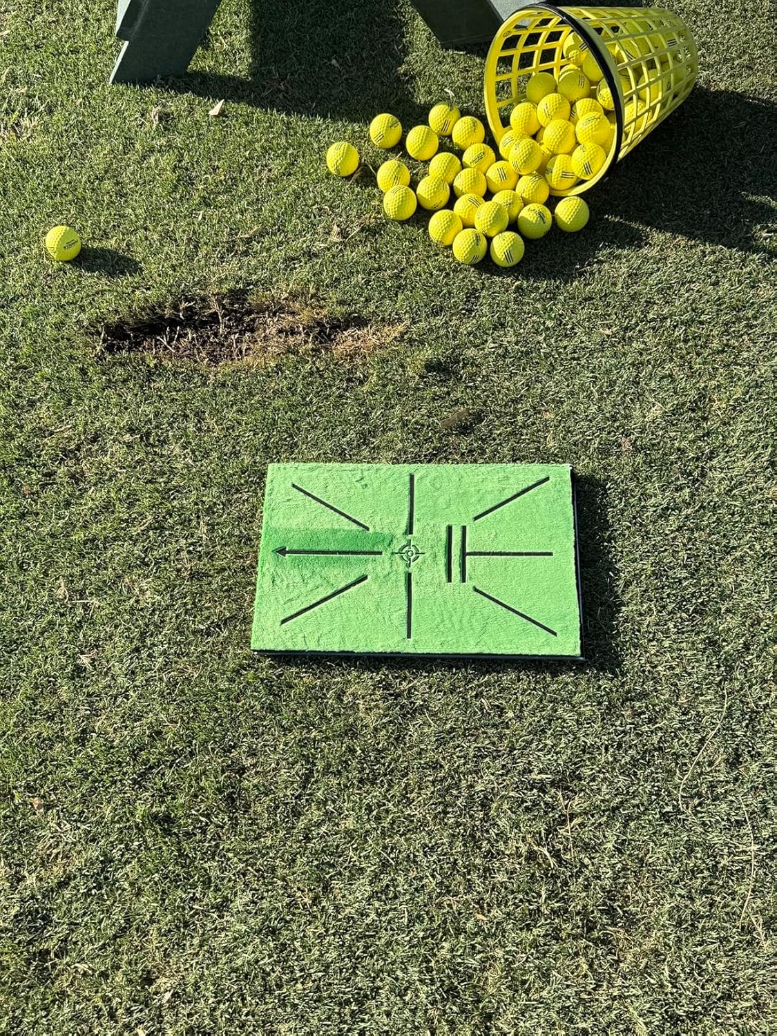 Golf Hitting Mat Swing Path Detection with 14''x9'' Aluminum Base 3'' Ground Spikes – Golf Practice Mat for Outdoor Use Backyard & Home Course, Swing Trainer