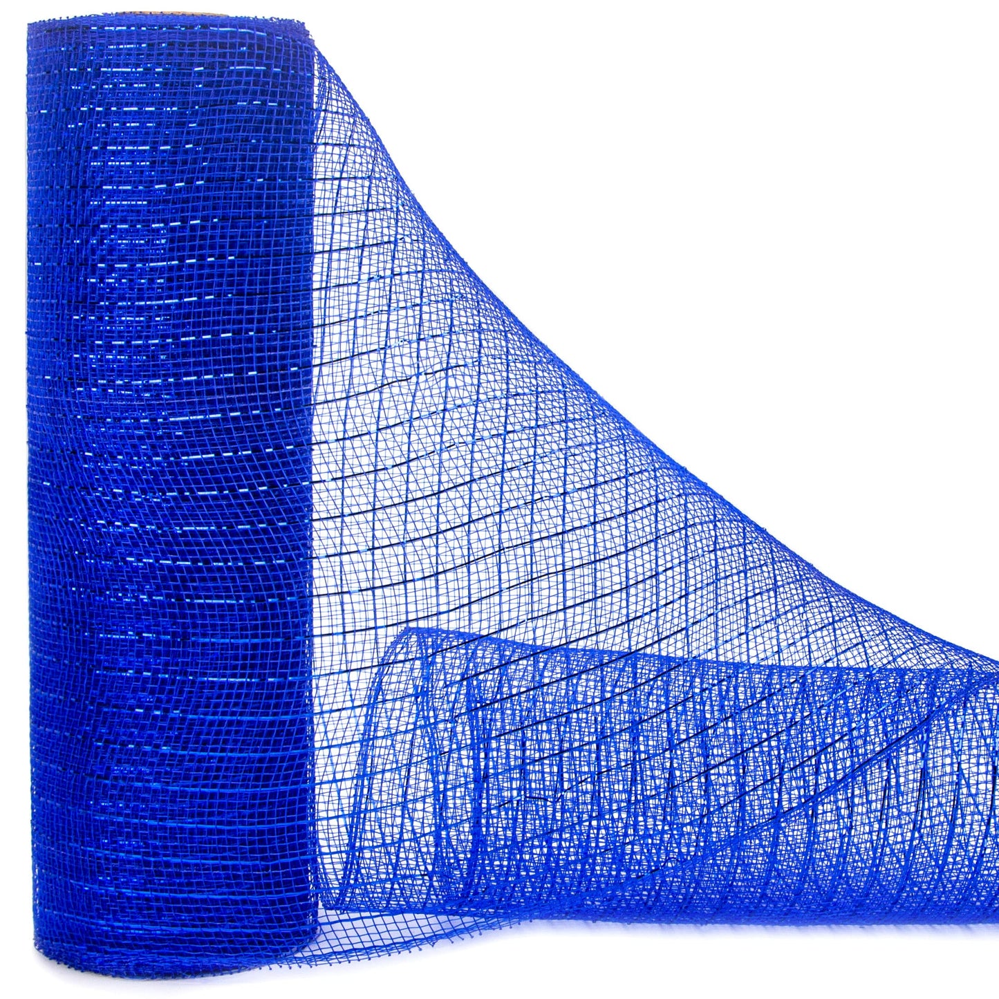 Ribbli Royal Blue Metallic Mesh Ribbon, 10 inch x 30 feet(10Yard), Royal Blue with Royal Foil, Use for 4th of July Wreath Swags and Christmas Tree Decoration