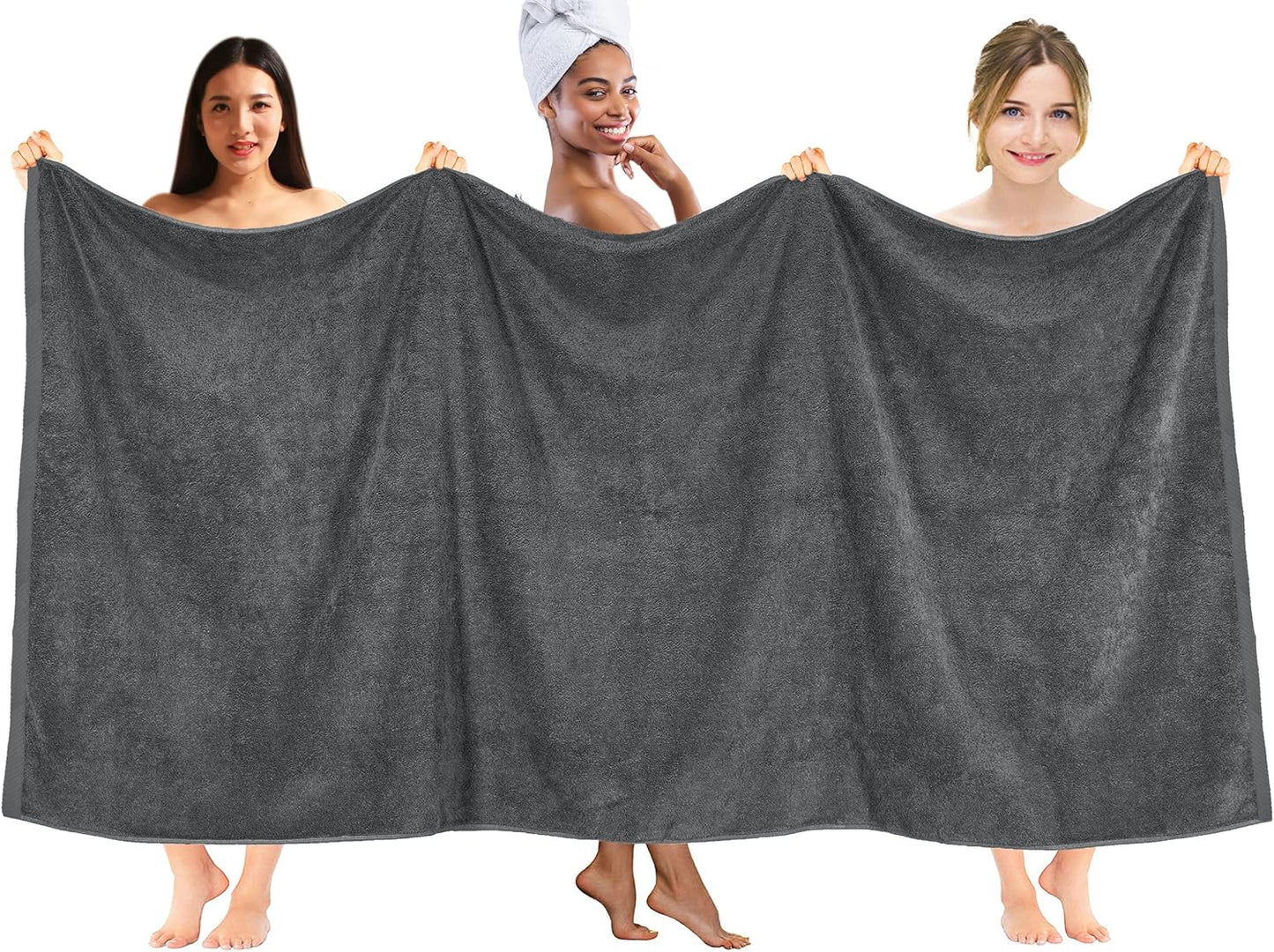 DAN RIVER Pack of 1 Bath Sheet 40x80 Inches, Extra Large Gray Bath Towels Oversized, Absorbent Cotton Towels for Bathroom