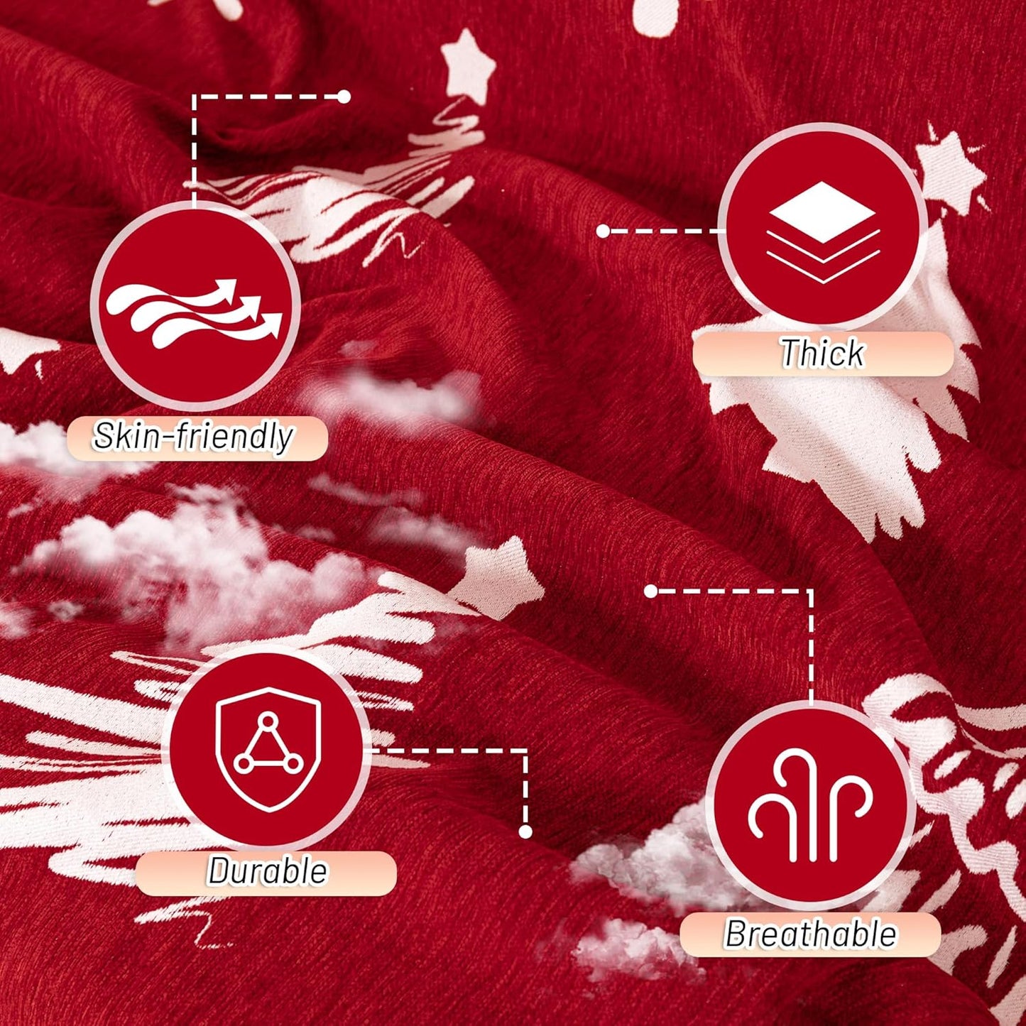 MYSKY HOME 71X134 inches Sofa Christmas Couch Cover, Sectional Sofa Covers Sofa Slipcover for 3 Cushion Couch, L Shape Couch Covers for Dogs, Kids, Washable Sofa Blanket, Furniture Protector, Red