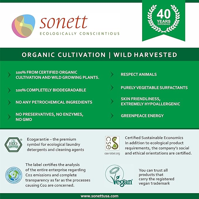 Sonett Organic Lemon Dishwashing Liquid Soap (34 and 10 fl oz) and Dishwasher Tablets (17 fl oz) Set of 3