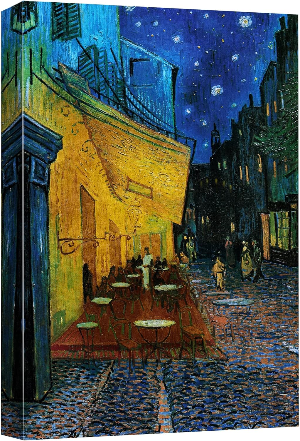 wall26 Canvas Print Wall Art Cafe Terrace at Night by Master Artist Vincent Van Gogh Nature Wilderness Illustrations Fine Art Multicolor for Living Room, Bedroom, Office - 16"x24"