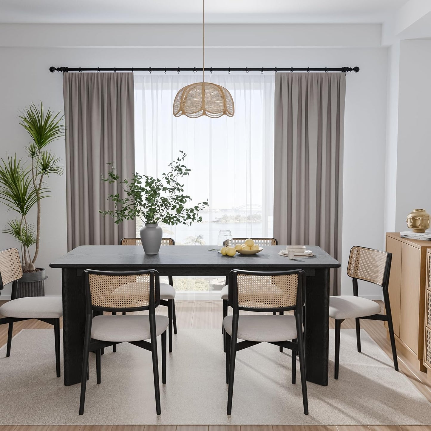 Casaphoria Wood Kitchen Table Set with 6 Chairs, 67" Rectangle Dining Kitchen Table & Chairs Set for 4-6, Modern Farmhouse Dining Table for Living Room, Easy Assembly, Black